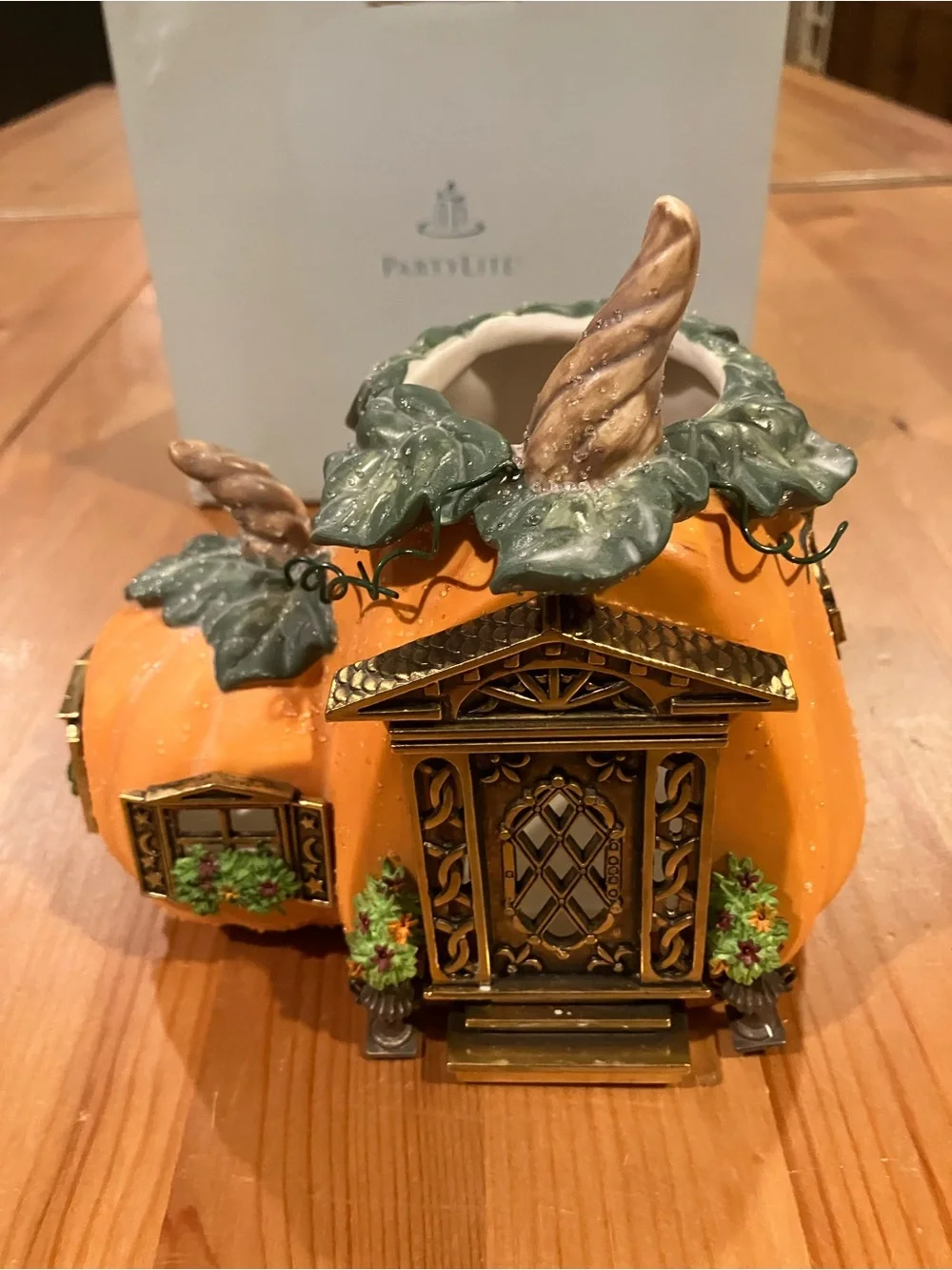 NEW PartyLite Ceramic Pumpkin Cottage Candle Holder #1 Fairy House Candle Holder - Picture 14 of 14